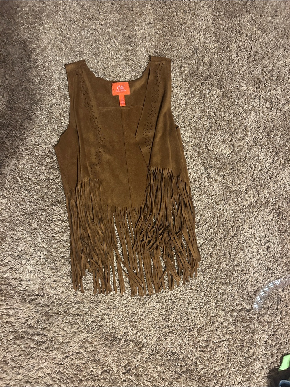 Chelsea & Violet Brown Suede Fringe Tank Top
